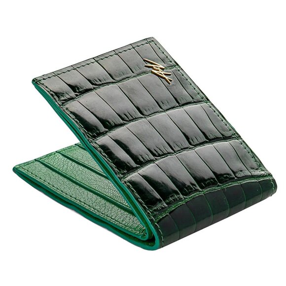 All-Season Wallet – Real Alligator Leather - Lacquer Green - Picture 1 of 5